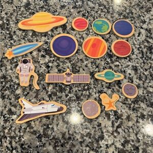 Space Adventure refrigerator magnets - Colorful Planets & Astronaut Set